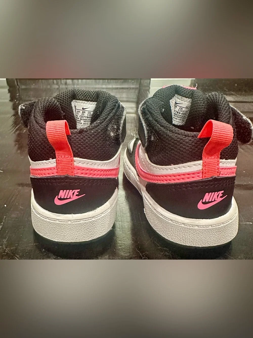 Nike Court Borough Mid 2 (TDV) Toddler Sneaker Pink Black White 5C CD7784-005